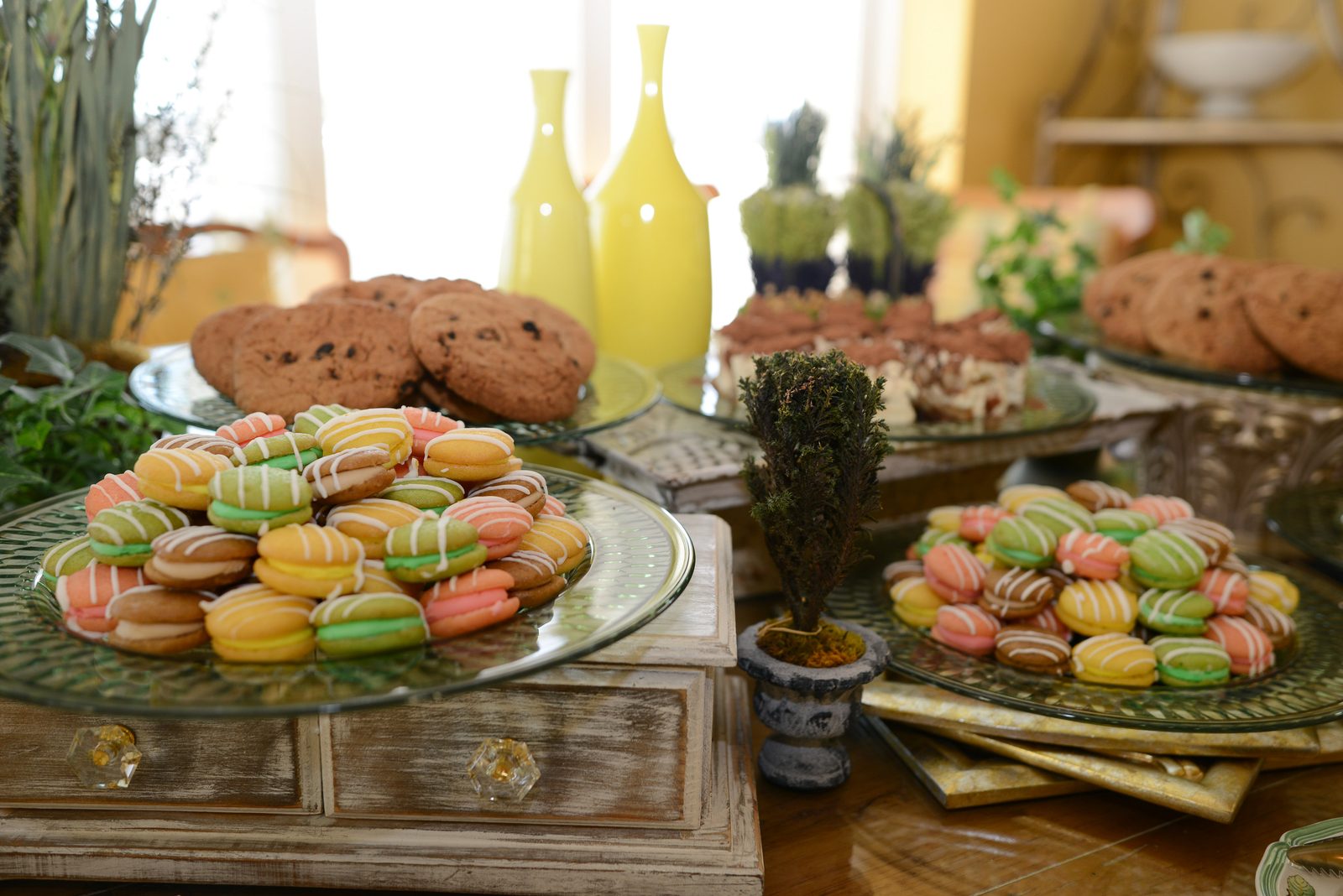 A table of catered refreshments including pastries, cookies and small plates (view 3)