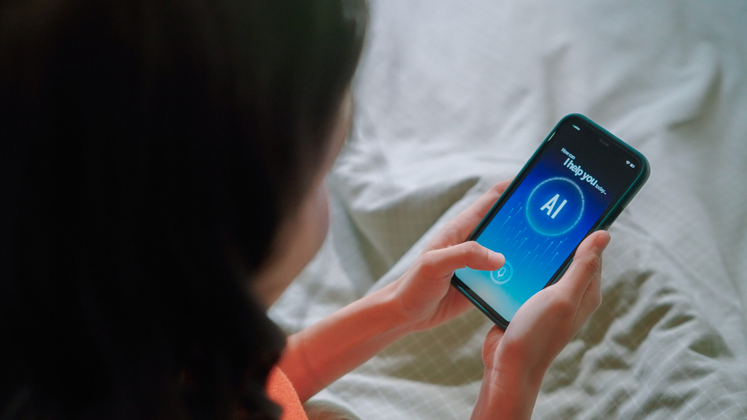 Asian young woman using ai application